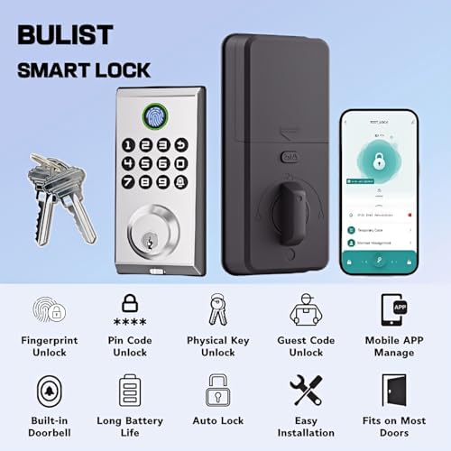 Smart Deadbolt Lock with Alexa Doorbell Multiple Entry Methods Security