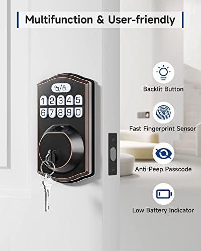 HOSOM Smart Keypad Deadbolt - Secure Convenient Front Door Entry