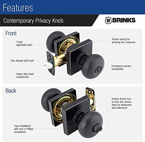 BRINKS 6-Pack Tuscan Bronze Square Door Knob with Privacy Lock