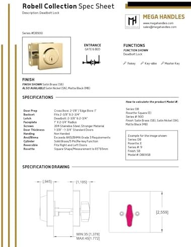Elevate Security with Mega Handles - Deadbolt I - SATIN BRASS