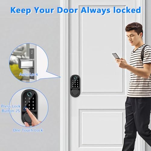 Secure Modern Door Lock with Fingerprint Keyless Entry