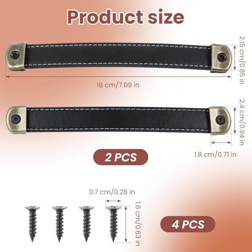 Premium Leather Drawers Suitcase Handles 2-Piece Black