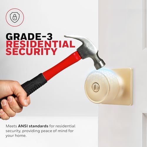 Honeywell 8103614 Brushed Gold Door Knob with Privacy Lock