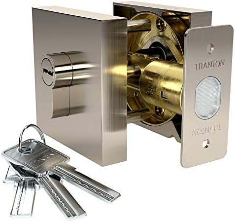 1901 Modern Deadbolt Set with SATIN Nickel Keys Adjustable Latch