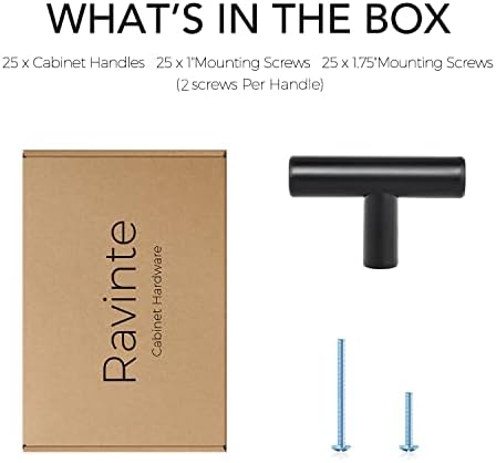 Ravinte 2 Inch Cabinet Handles Stainless Steel Matte Black Kitchen Pulls 25 Pack