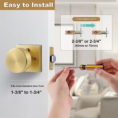 Golden Square Door Knob Set