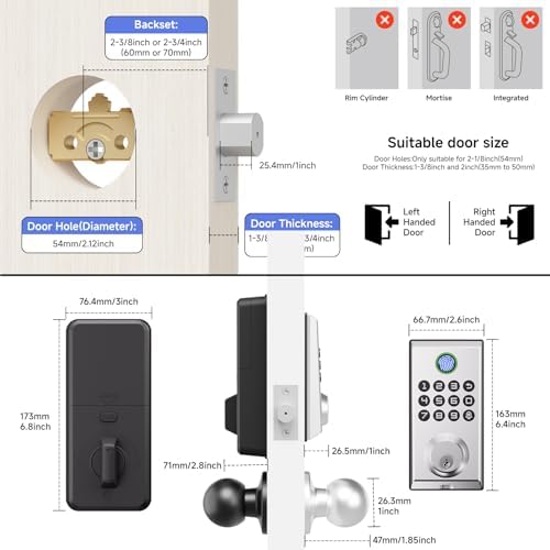 Smart Deadbolt Lock with Alexa Doorbell Multiple Entry Methods Security