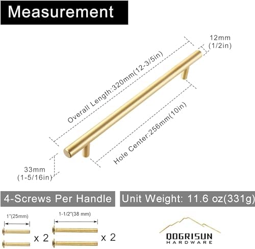 Premium Solid Brass Cabinet Pulls Gold Euro Style Durable Kitchen Bathroom Hardware