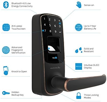 ULTRALOQ Smart Door Lock - Fingerprint Entry Deadbolt Aged Bronze