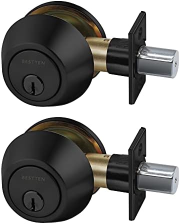 BESTTEN 2 Pack Keyed Alike Deadbolts Matte Black