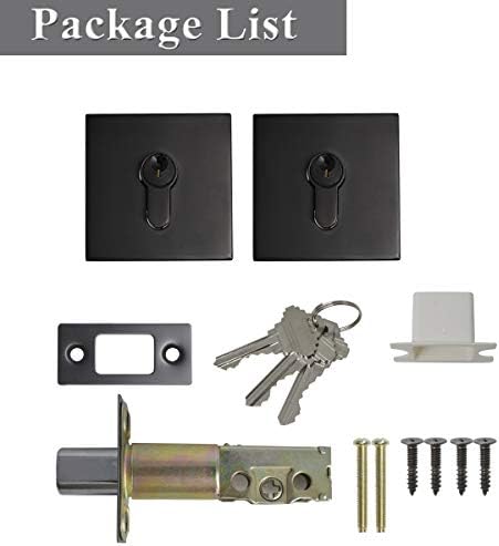 Probrico Square Double Cylinder Deadbolt Flat Black 1 Pack