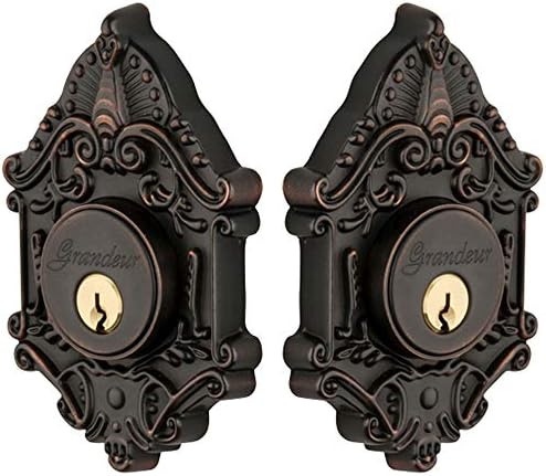 Grandeur Victorian Solid Brass Rose Keyed Double Cylinder Deadbolt