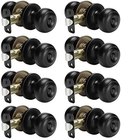 Haidms 8 Pack Matte Black Interior Door Knobs
