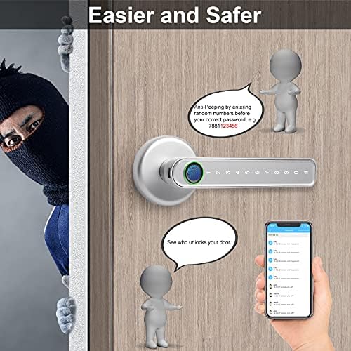 Smart Door Lock with Bluetooth Keypad Silver
