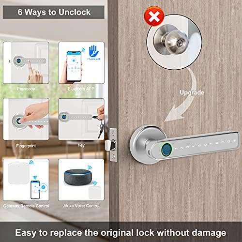 Smart Door Lock with Bluetooth Keypad Silver