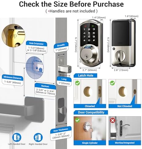 Veise WiFi Fingerprint Smart Lock Front Door Deadbolt