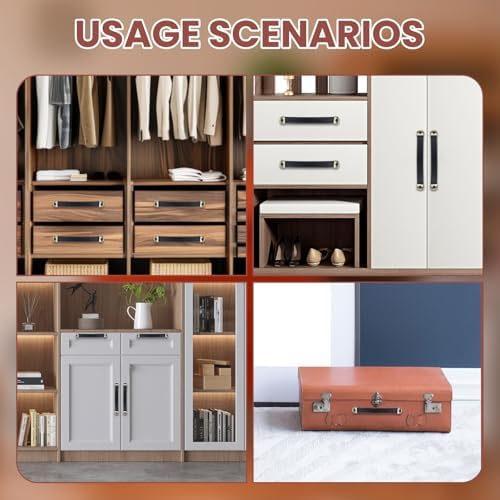 Premium Leather Drawers Suitcase Handles 2-Piece Black