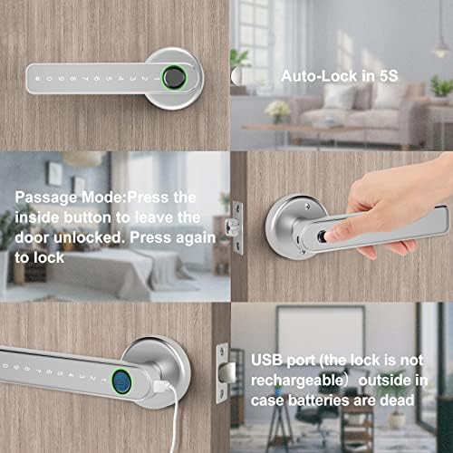 Smart Door Lock with Bluetooth Keypad Silver