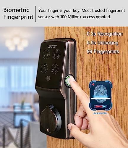 Lockly Secure Pro Smart Deadbolt Smart Lock Keyless Entry Door Includes Auto
