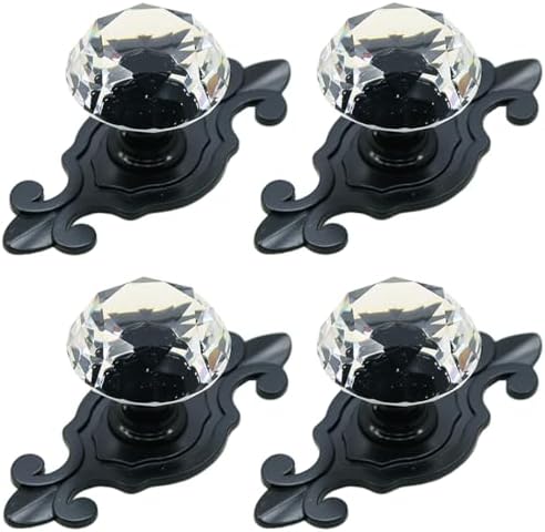 Elegant Crystal Glass Cabinet Knobs Set of 4