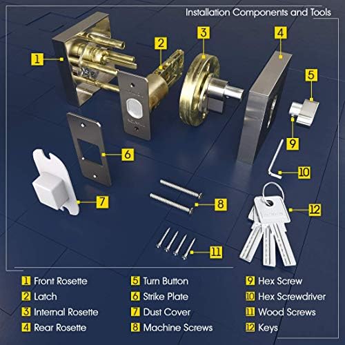 1901 Modern Deadbolt Set with SATIN Nickel Keys Adjustable Latch