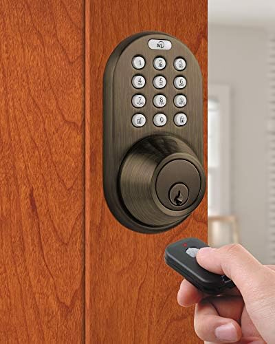 MiLocks XF-02AQ Digital Deadbolt Keyless Entry Remote Control Antique Brass