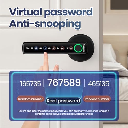 Fingerprint Door Lock Black - Smart with Alexa Backup Key