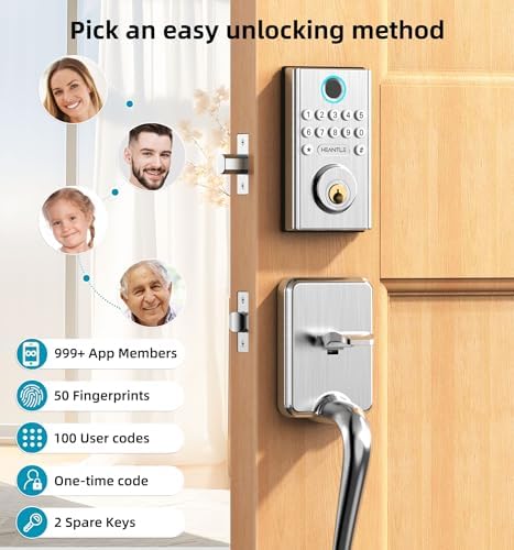 HEANTLE WiFi Smart Lock with Fingerprint Entry for Front Door