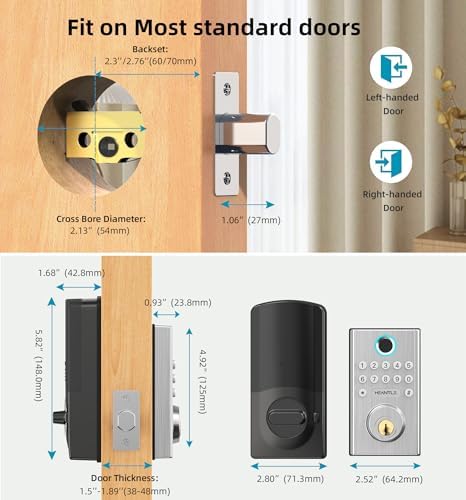 HEANTLE WiFi Smart Lock with Fingerprint Entry for Front Door