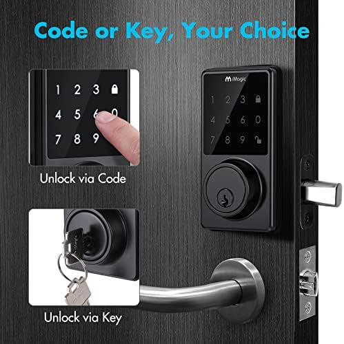 Secure TouchScreen Deadbolt - 50 User Codes Keyless Entry Automatic Lock Matt Black