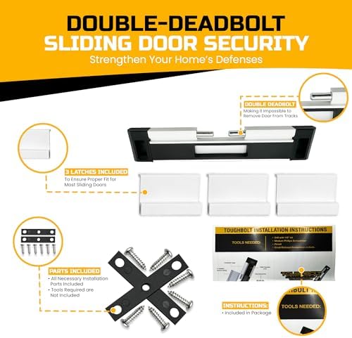 2-Pack TOUGHBOLT Double Deadbolt Sliding Door Lock