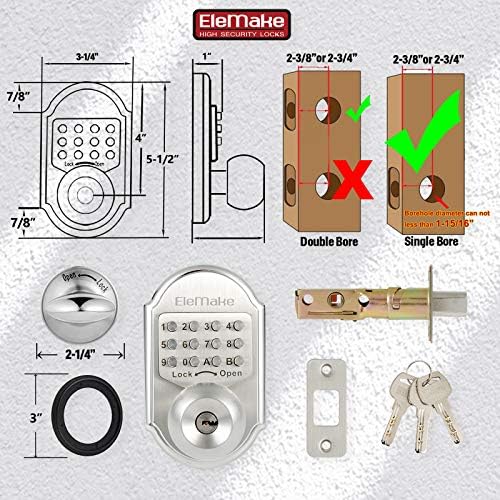 Compact Stainless Steel Keyless Door Lock Combination Deadbolt with Passcode Key Compatibility