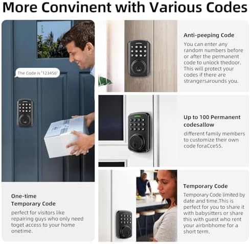 Deadbolt Smart Lock Front Door Remote Voice No Bridge Required and Secure