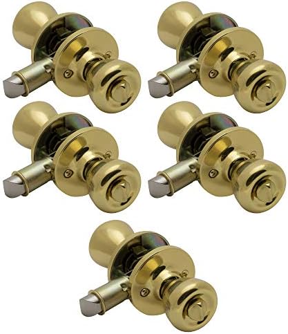 5-Piece Polished Brass Door Knobs Secure Your Home