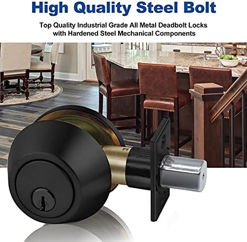 BESTTEN 2 Pack Keyed Alike Deadbolts Matte Black