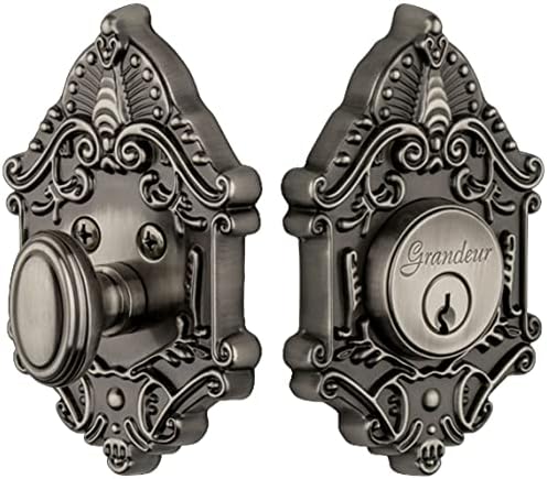 Grandeur Antique Pewter Solid Brass Rose Keyed Single Cylinder Deadbolt