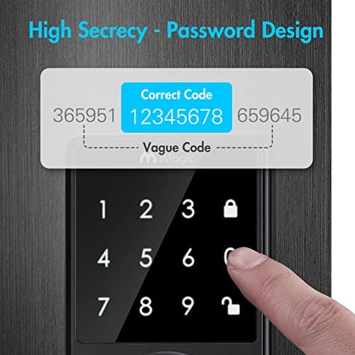 Secure TouchScreen Deadbolt - 50 User Codes Keyless Entry Automatic Lock Matt Black