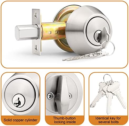 Probrico 3-Pack Keyed Alike Deadbolts Combo Packs