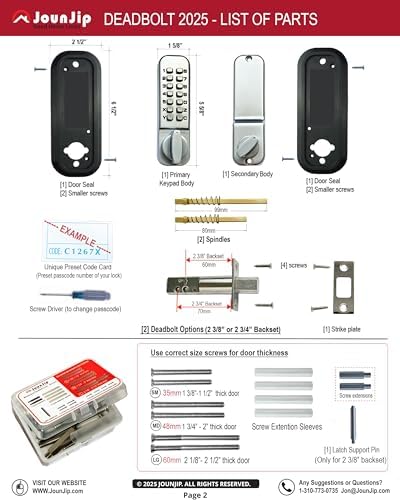 JOUNJIP Deadbolt Keyless Entry Door Lock No Code Required Secure Durable