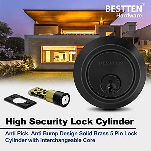 BESTTEN 2 Pack Keyed Alike Deadbolts Matte Black