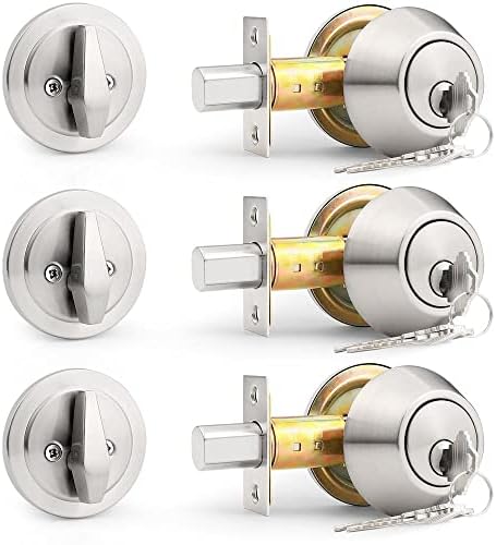 Probrico 3-Pack Keyed Alike Deadbolts Combo Packs