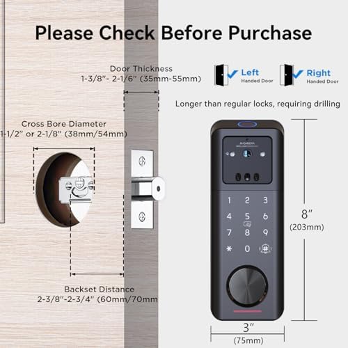 Jacchozhi 3D Face Recognition Smart Lock with Camera and WiFi
