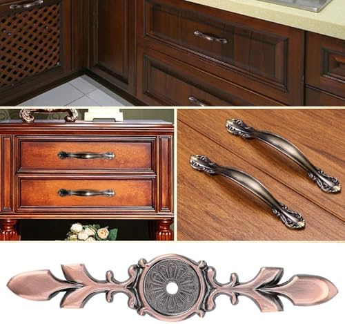10-Piece Retro cabinet handle back plate Zinc Alloy Redish Bronze