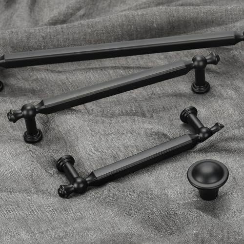 Sturdy Matte Black Kitchen Handles 5-Inch Pack for Rustic Cabinets