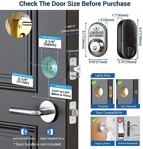 Secure fingerprint door lock with 24-hour tech keyless anti-peep