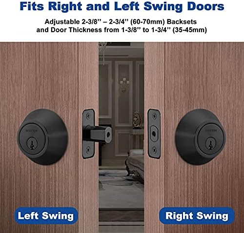 BESTTEN 2 Pack Keyed Alike Deadbolts Matte Black