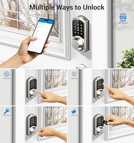 Veise WiFi Fingerprint Smart Lock Front Door Deadbolt