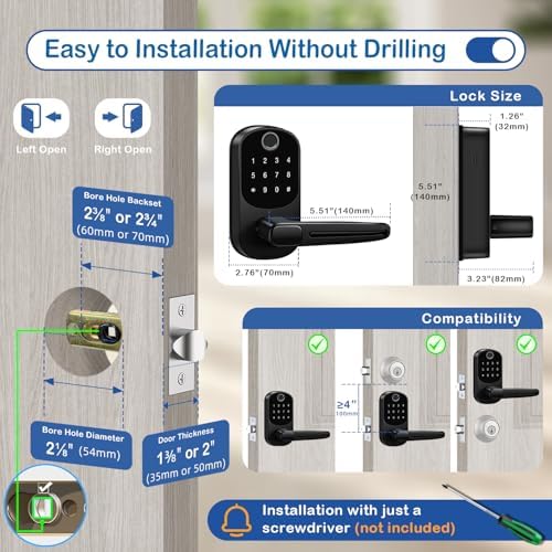 10-in-1 Keyless Entry Door Lock with Keypad Fingerprint