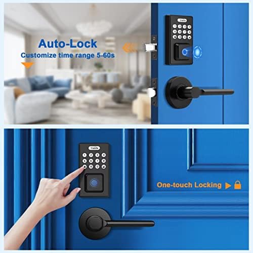 Tinewa Black Smart Door Lock with Fingerprint and App Control