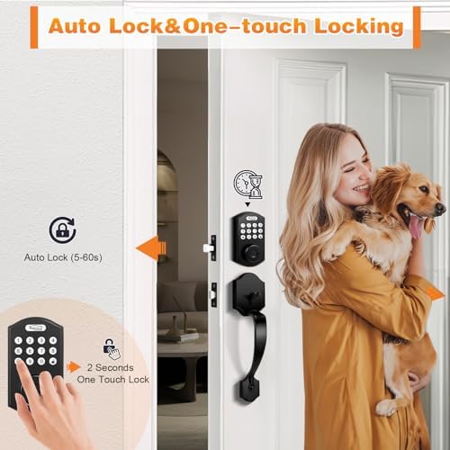 Probrico Door Lock Set Keyless Entry with Fingerprint App Unlock Black